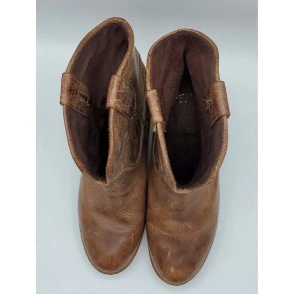Corral Womens Brown Tan Distressed Leather Western Cowboy Ankle Boots Sz 7